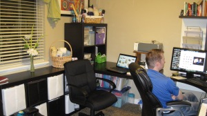 Husband doing computer stuff - my chair currently unoccupied. :)